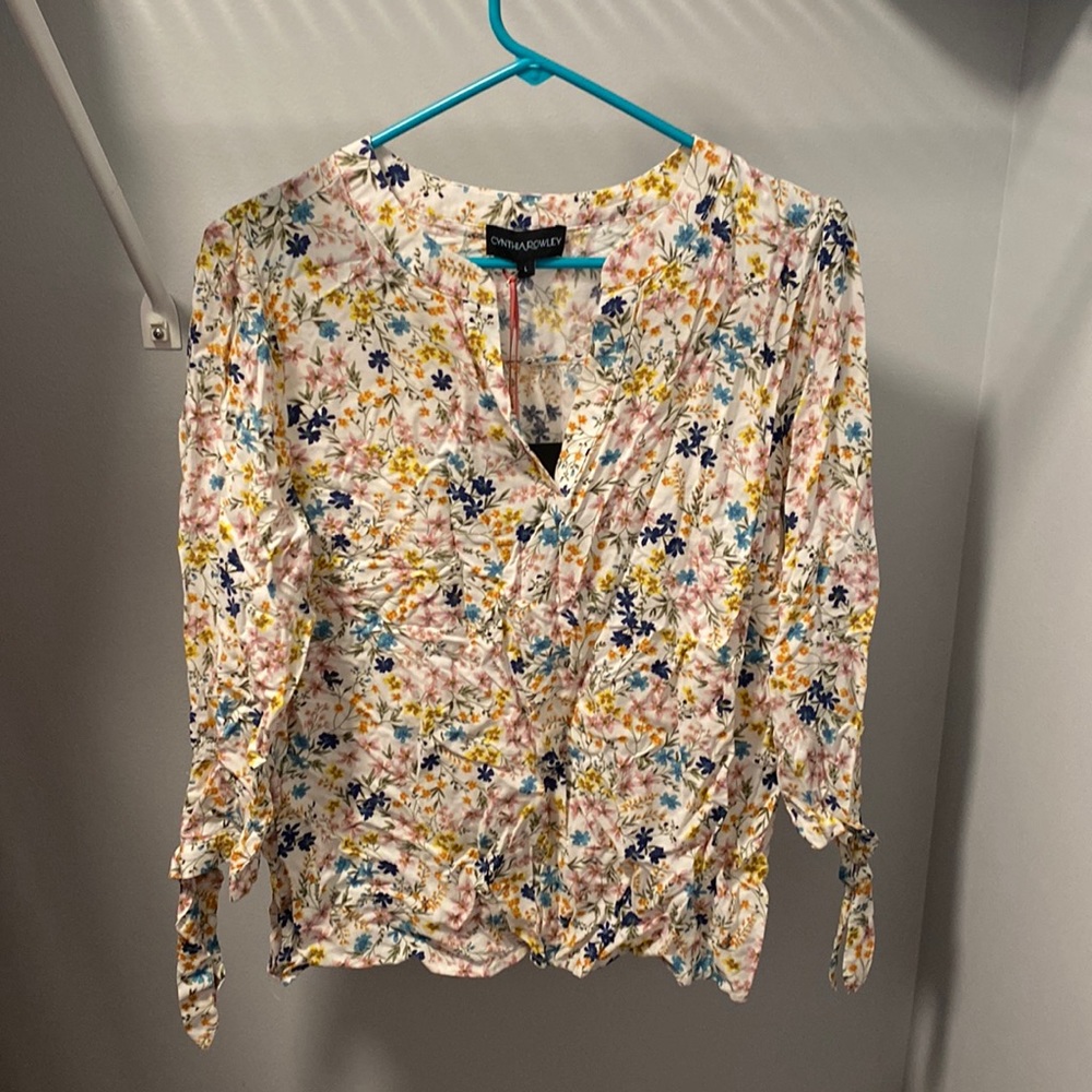 NWT Cynthia Rowley 3/4 sleeve, Henley Boho top